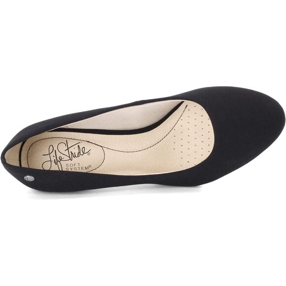 LifeStride Women Beige Black Polyurethane Closed Pointed Toes Kitten Heel Pumps - Picture 7 of 8